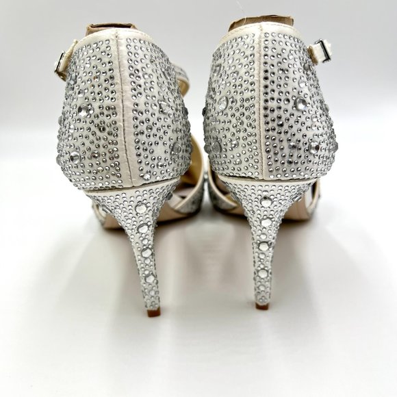 Jessica‎ Simpson Size 9 White Satin Stiletto Point Toe D'Orsay Heels Pumps Shoes - Picture 7 of 13